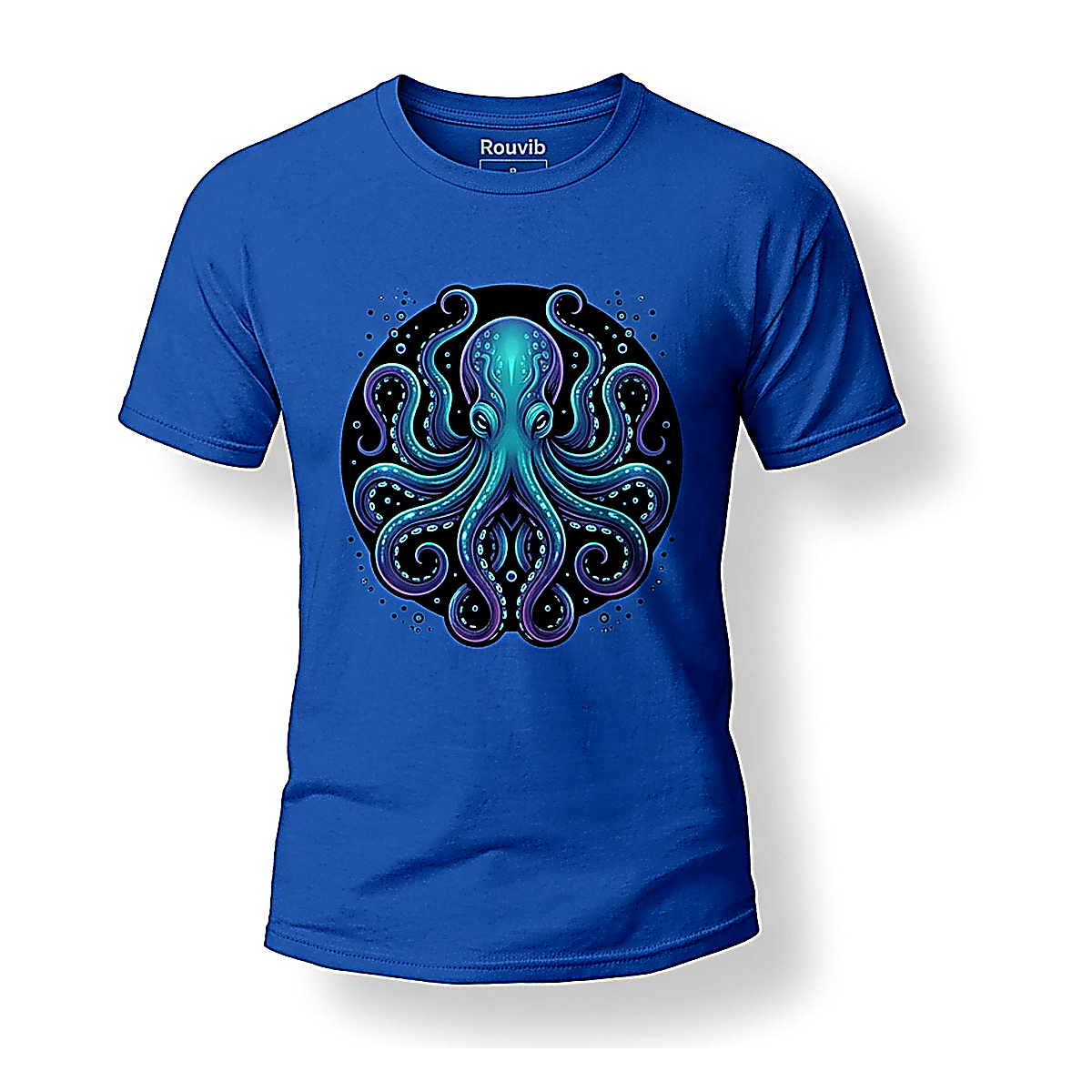 Rouvib Men's Mystic Octopus Mandala Graphic T-Shirt — Nautical Fantasy Art - Royal Blue